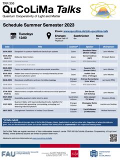 Towards entry "QuCoLiMa Talks – Summer 2023 Program online"